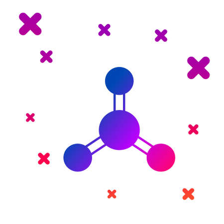 Color Molecule icon isolated on white background. Structure of molecules in chemistry, science teachers innovative educational poster. Gradient random dynamic shapes. Vectorのイラスト素材
