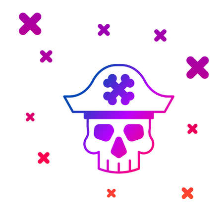 Color Pirate captain icon isolated on white background. Gradient random dynamic shapes. Vectorのイラスト素材