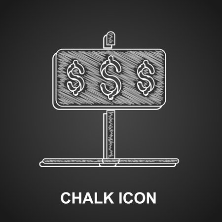 Chalk House with dollar symbol icon isolated on black background. Home and money. Real estate concept. Vectorのイラスト素材