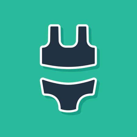 Blue Summer beach swimsuit icon isolated on green background. Beach women fashion. Vectorのイラスト素材