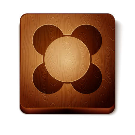 Brown Molecule icon isolated on white background. Structure of molecules in chemistry, science teachers innovative educational poster. Wooden square button. Vectorのイラスト素材