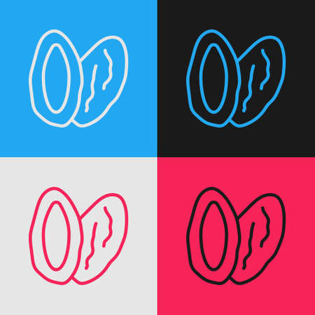 Pop art line Date fruit icon isolated on color background. Vectorのイラスト素材