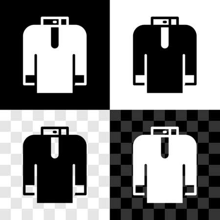 Set Shirt kurta icon isolated on black and white, transparent background. Vectorのイラスト素材
