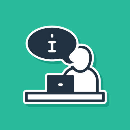 Blue Television report icon isolated on green background. TV news. Vectorのイラスト素材