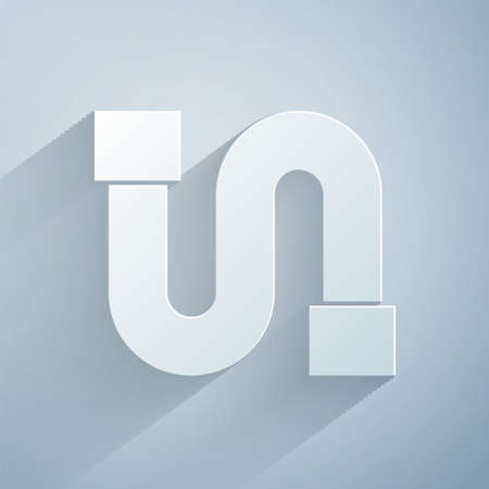 Paper cut Industry metallic pipe icon isolated on grey background. Paper art style. Vectorのイラスト素材