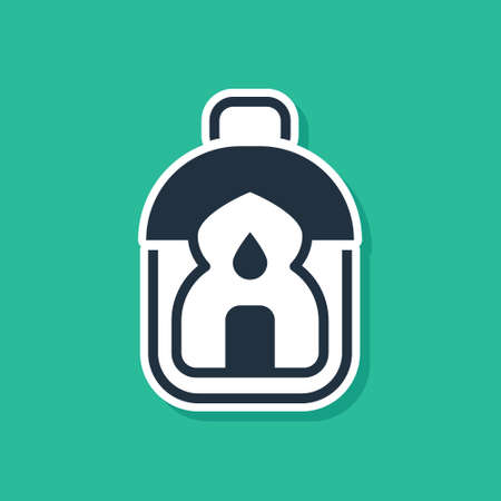 Blue Ramadan Kareem lantern icon isolated on green background. Vectorのイラスト素材