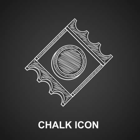 Chalk Condom in package safe sex icon isolated on black background. Safe love symbol. Contraceptive method for male. Vectorのイラスト素材