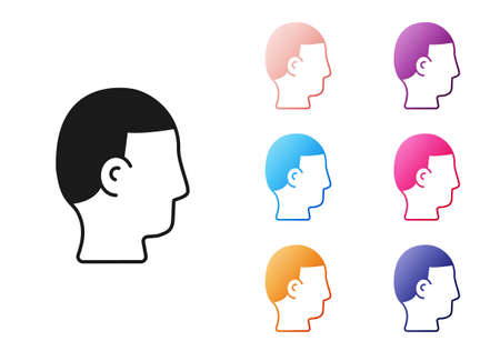 Black Hairstyle for men icon isolated on white background. Set icons colorful. Vectorのイラスト素材