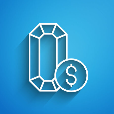 White line Jewelry online shopping icon isolated on blue background. Long shadow. Vectorのイラスト素材