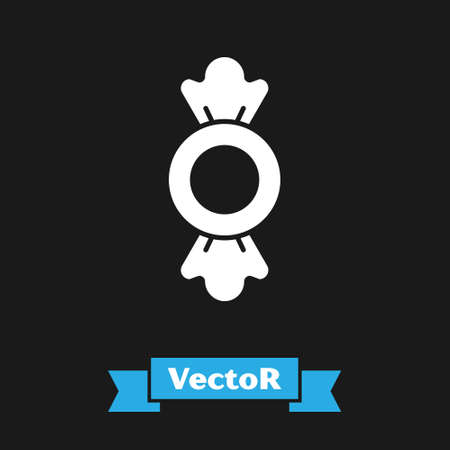 White Candy icon isolated on black background. Vectorのイラスト素材