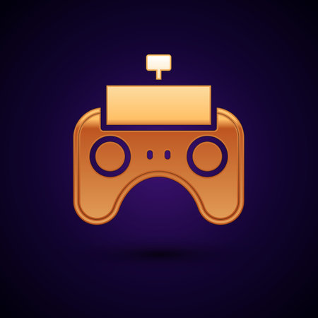 Gold Remote control icon isolated on black background. Vectorのイラスト素材