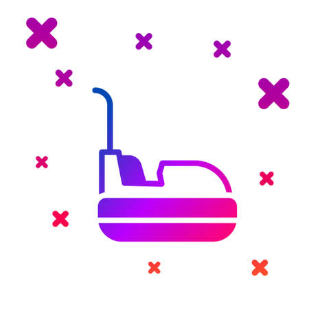 Color Bumper car icon isolated on white background. Amusement park. Childrens entertainment playground, recreation park. Gradient random dynamic shapes. Vectorのイラスト素材