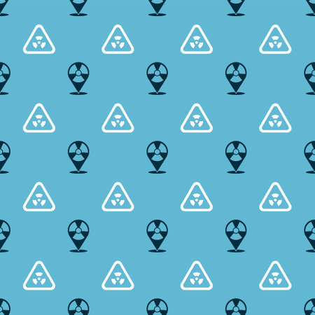 Set Radioactive in location and Triangle with radiation on seamless pattern. Vectorのイラスト素材