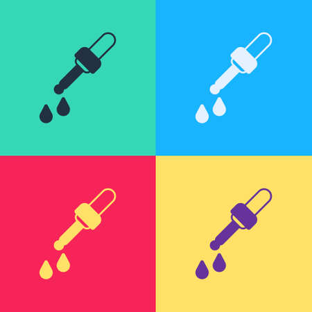 Pop art Pipette icon isolated on color background. Element of medical, chemistry lab equipment. Medicine symbol. Vectorのイラスト素材