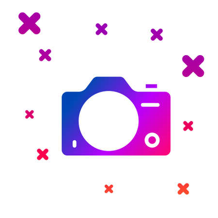 Color Photo camera icon isolated on white background. Foto camera. Digital photography. Gradient random dynamic shapes. Vectorのイラスト素材