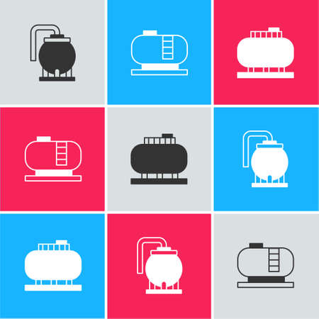 Set Oil tank storage, and icon. Vectorのイラスト素材
