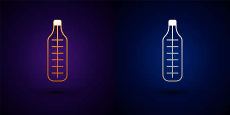 Gold and silver Medical thermometer for medical examination icon isolated on black background. Vectorのイラスト素材