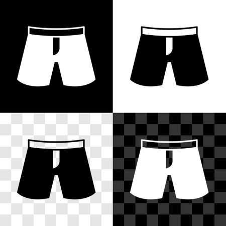 Set Short or pants icon isolated on black and white, transparent background. Vectorのイラスト素材