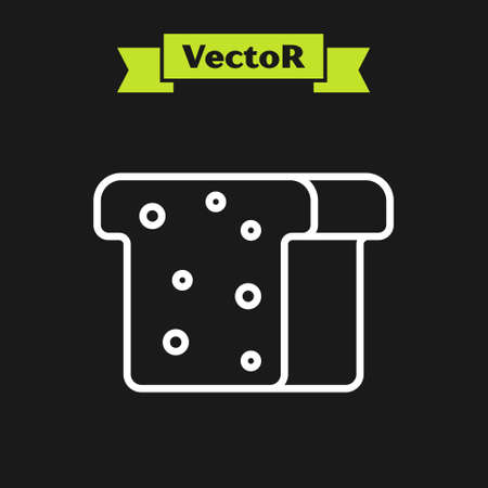 White line Bread toast for sandwich piece of roasted crouton icon isolated on black background. Lunch, dinner, breakfast snack. Vectorのイラスト素材