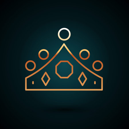Gold line King crown icon isolated on dark blue background. Vectorのイラスト素材