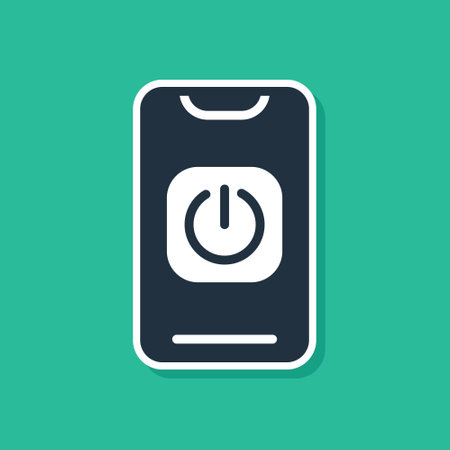 Blue Turn off robot from phone icon isolated on green background. Vectorのイラスト素材