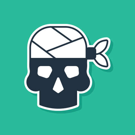 Blue Pirate captain icon isolated on green background. Vectorのイラスト素材