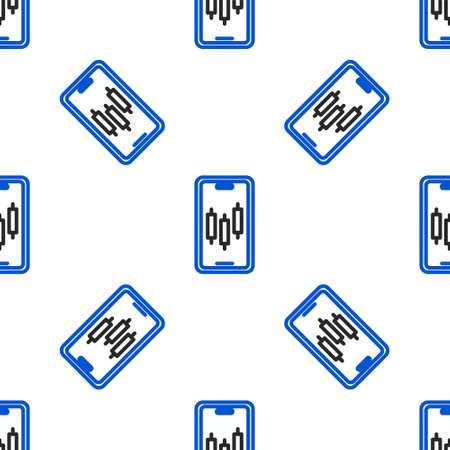 Line Mobile stock trading concept icon isolated seamless pattern on white background. Online trading, stock market analysis, business and investment. Colorful outline concept. Vectorのイラスト素材
