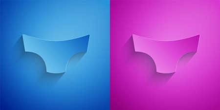 Paper cut Men underpants icon isolated on blue and purple background. Man underwear. Paper art style. Vectorのイラスト素材