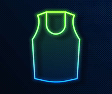 Glowing neon line Undershirt icon isolated on blue background. Vectorのイラスト素材