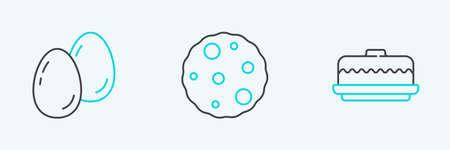 Set line Cake, Easter eggs and Cookie or biscuit icon. Vectorのイラスト素材