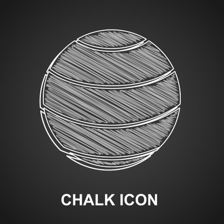 Chalk Fitness ball icon isolated on black background. Gym ball. Vectorのイラスト素材