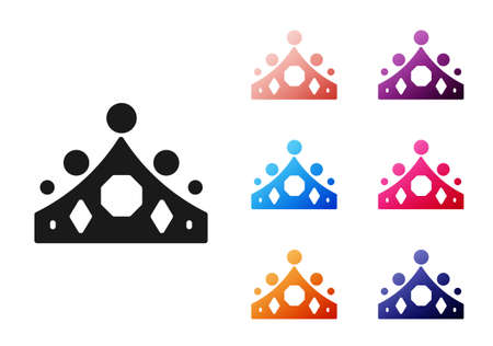 Black King crown icon isolated on white background. Set icons colorful. Vectorのイラスト素材