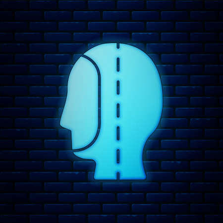 Glowing neon Diving hood icon isolated on brick wall background. Spearfishing hat winter swim hood. Diving underwater equipment. Vectorのイラスト素材