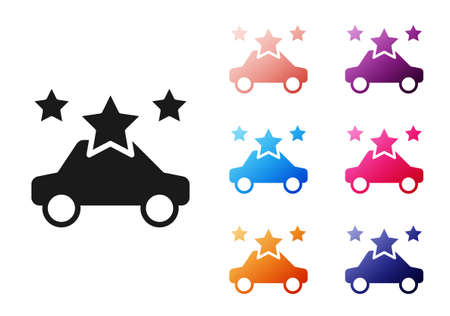 Black Car sharing icon isolated on white background. Carsharing sign. Transport renting service concept. Set icons colorful. Vectorのイラスト素材