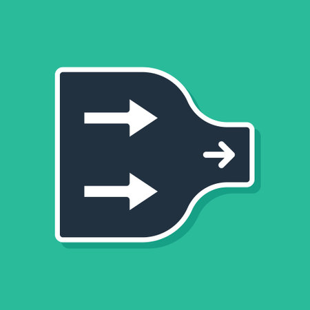 Blue Arrow icon isolated on green background. Direction Arrowhead symbol. Navigation pointer sign. Vectorのイラスト素材