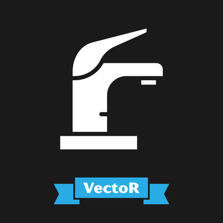 White Water tap icon isolated on black background. Vectorのイラスト素材