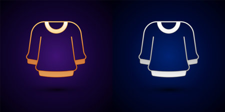 Gold and silver Sweater icon isolated on black background. Pullover icon. Sweatshirt sign. Vectorのイラスト素材