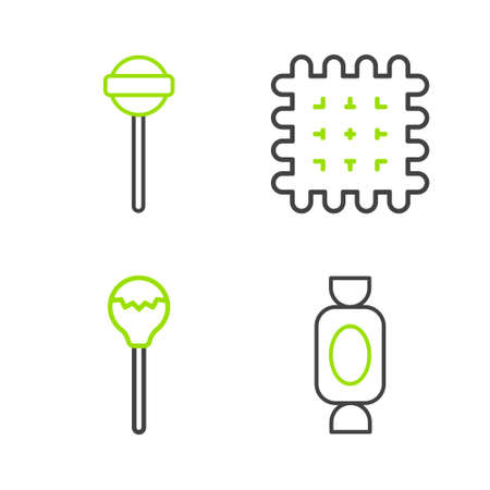 Set line Candy, Lollipop, Cracker biscuit and icon. Vectorのイラスト素材