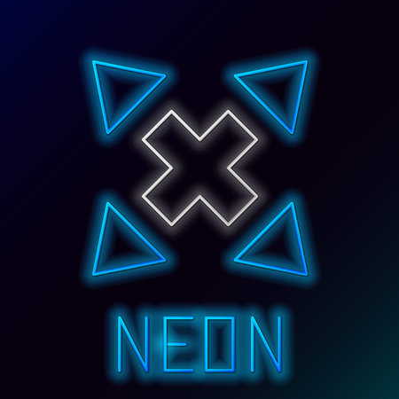 Glowing neon line Many ways directional arrow icon isolated on black background. Colorful outline concept. Vectorのイラスト素材