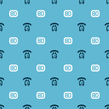 Set Telephone handset and 80s Retro on seamless pattern. Vectorのイラスト素材