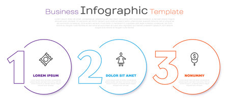 Set line Condom in package, Female and Feminism finance. Business infographic template. Vectorのイラスト素材