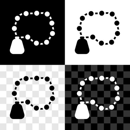 Set Rosary beads religion icon isolated on black and white, transparent background. Vectorのイラスト素材