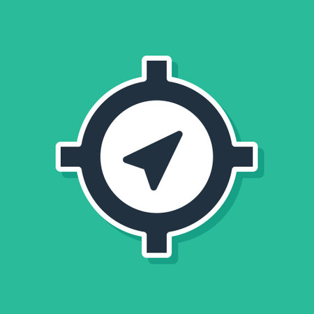 Blue Compass icon isolated on green background. Windrose navigation symbol. Wind rose sign. Vectorのイラスト素材