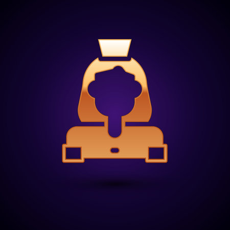 Gold Cleaning lady service icon isolated on black background. Vectorのイラスト素材