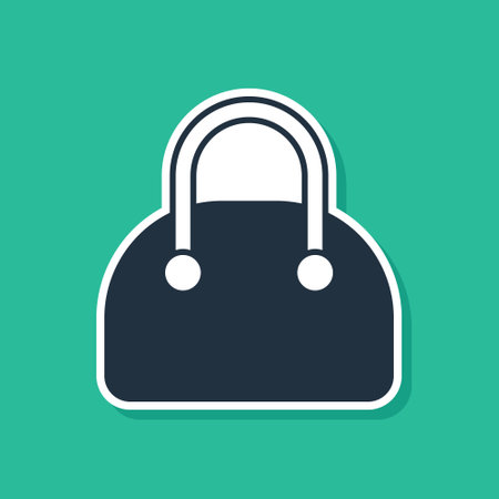 Blue Handbag icon isolated on green background. Female handbag sign. Glamour casual baggage symbol. Vectorのイラスト素材