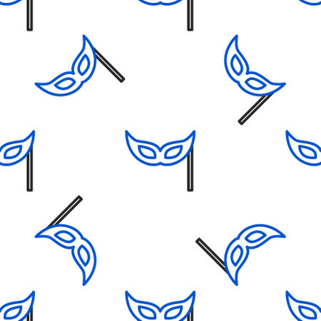 Line Festive mask icon isolated seamless pattern on white background. Merry Christmas and Happy New Year. Colorful outline concept. Vectorのイラスト素材