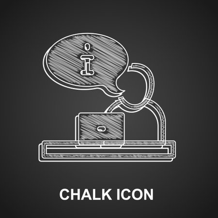 Chalk Television report icon isolated on black background. TV news. Vectorのイラスト素材