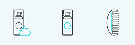 Set line Hairbrush, Shaving gel foam and icon. Vectorのイラスト素材