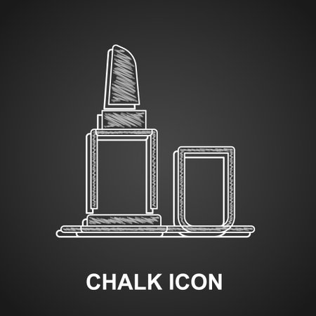 Chalk Lipstick icon isolated on black background. Vectorのイラスト素材