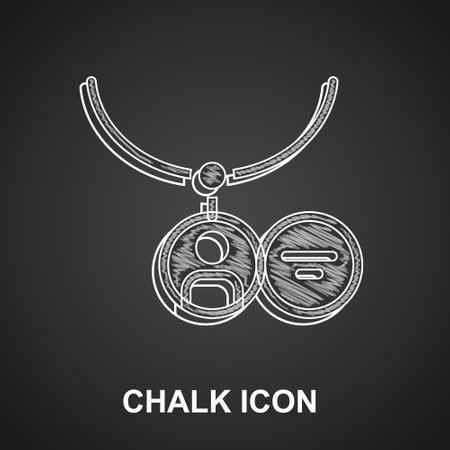 Chalk Locket on necklace icon isolated on black background. Vectorのイラスト素材